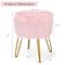 Faux Fur Vanity Chair Makeup Stool Furry Padded Seat Round Ottoman